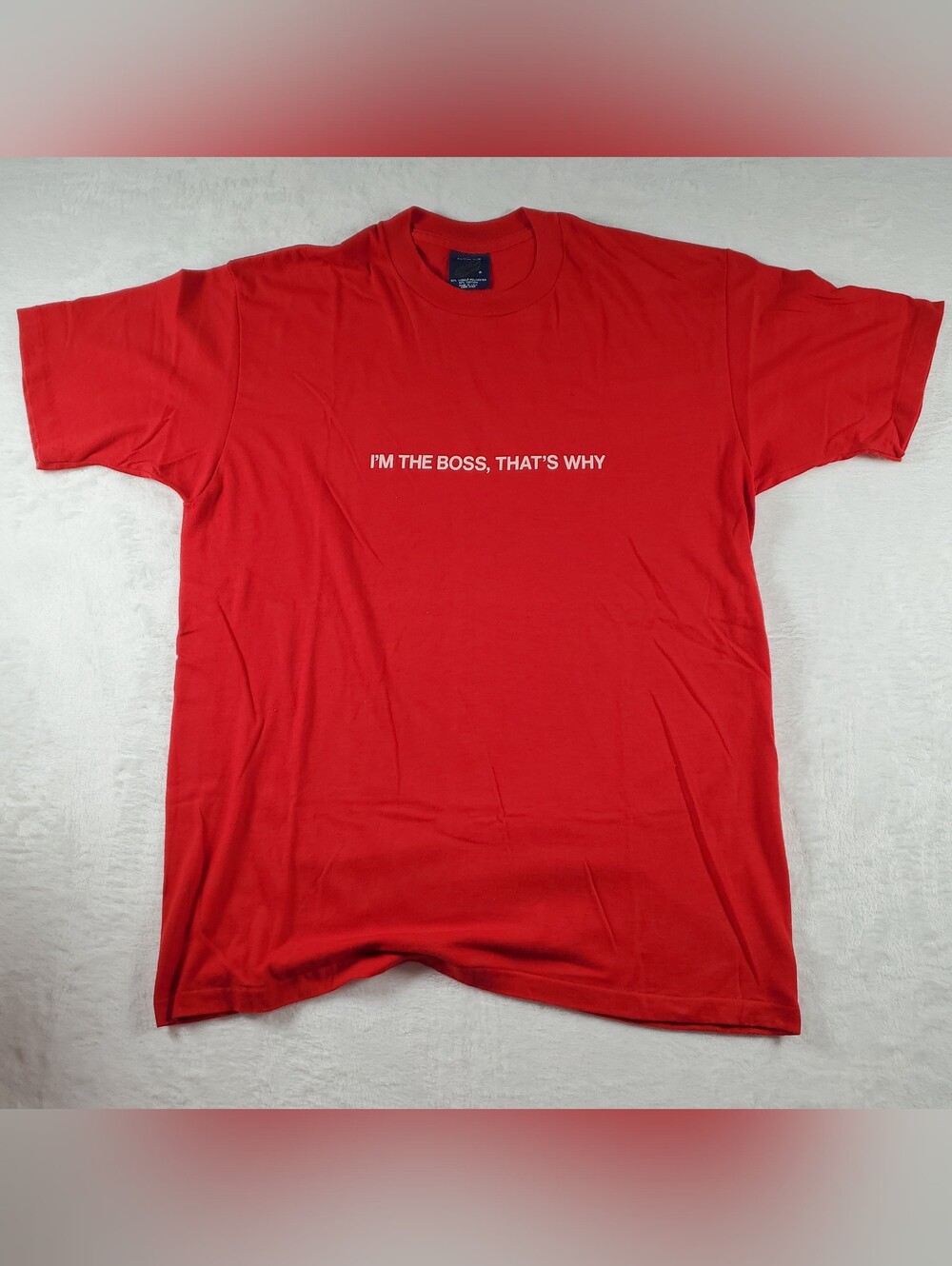 Vintage Sneakers 80s I'M THE BOSS, THAT'S WHY T-shirt USA Single-Stitch M READ